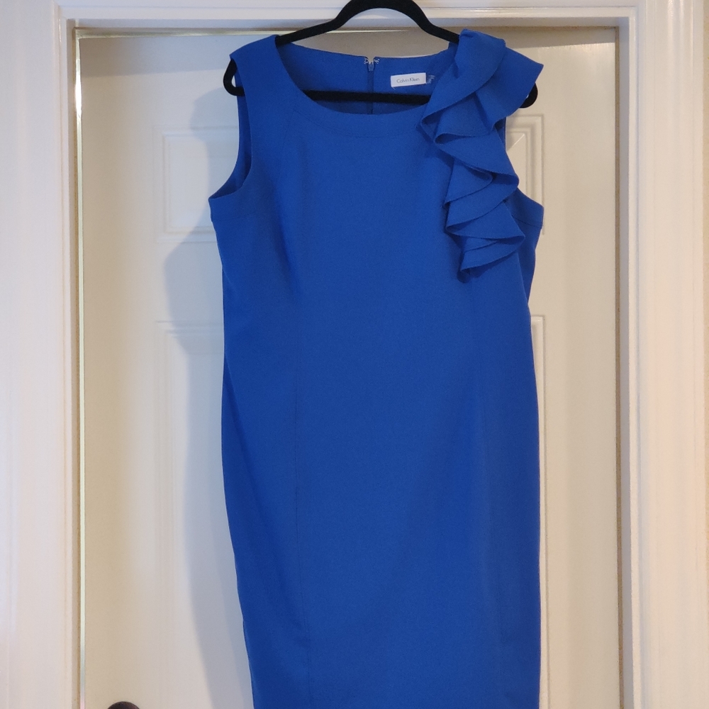 Calvin Klein Size 14 Royal Blue Dress